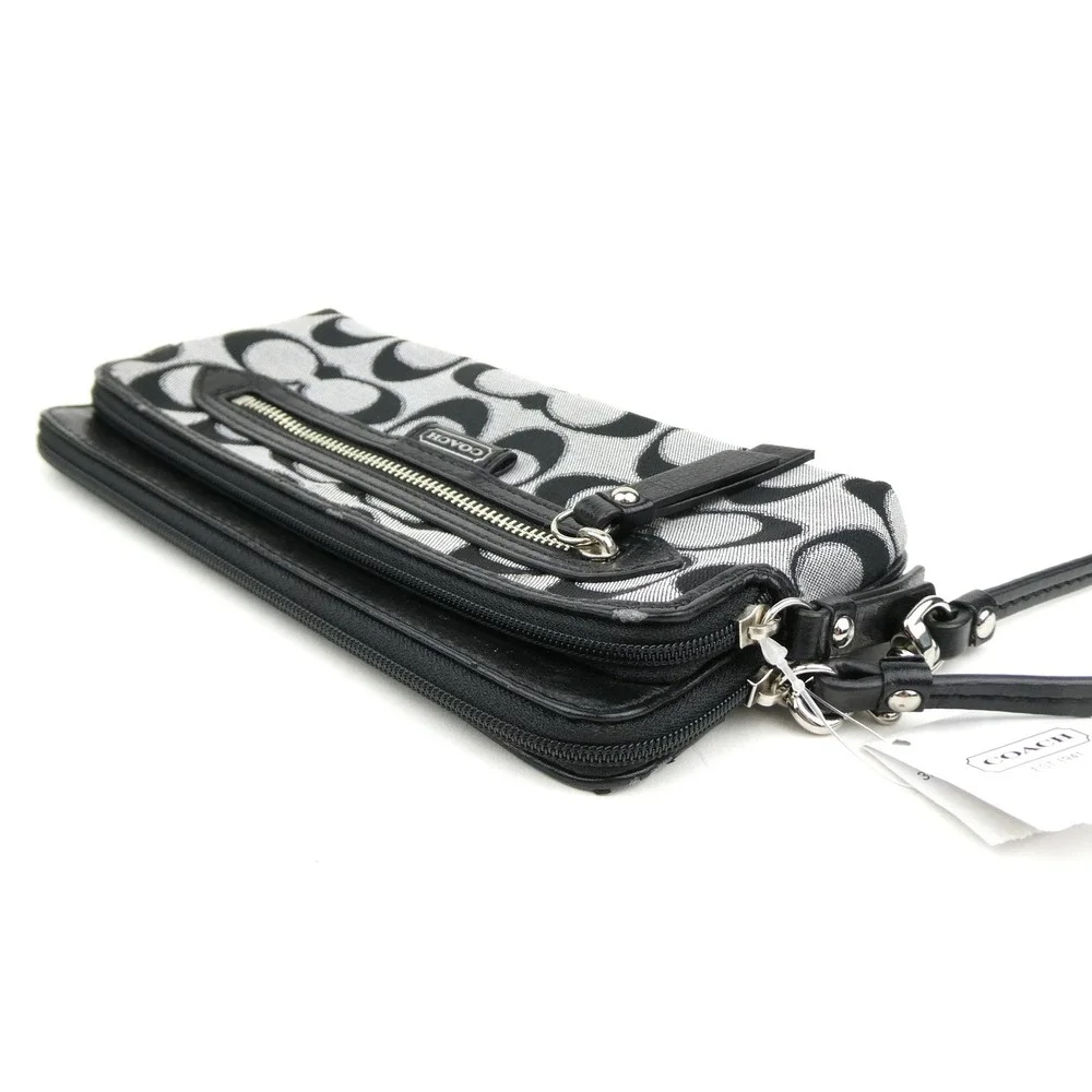 Coach Daisy Outline Signature Moonlight Metallic Double Zip Wristlet F49457
